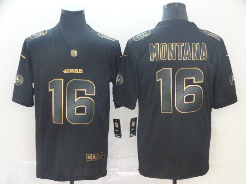 Men San Francisco 49ers #16 Montana Nike Vapor Limited Black Golden NFL Jerseys